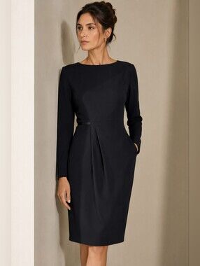 BOSS Hugo Boss Black Sheath Midi Dress Women’s 10 Career Office Elegant